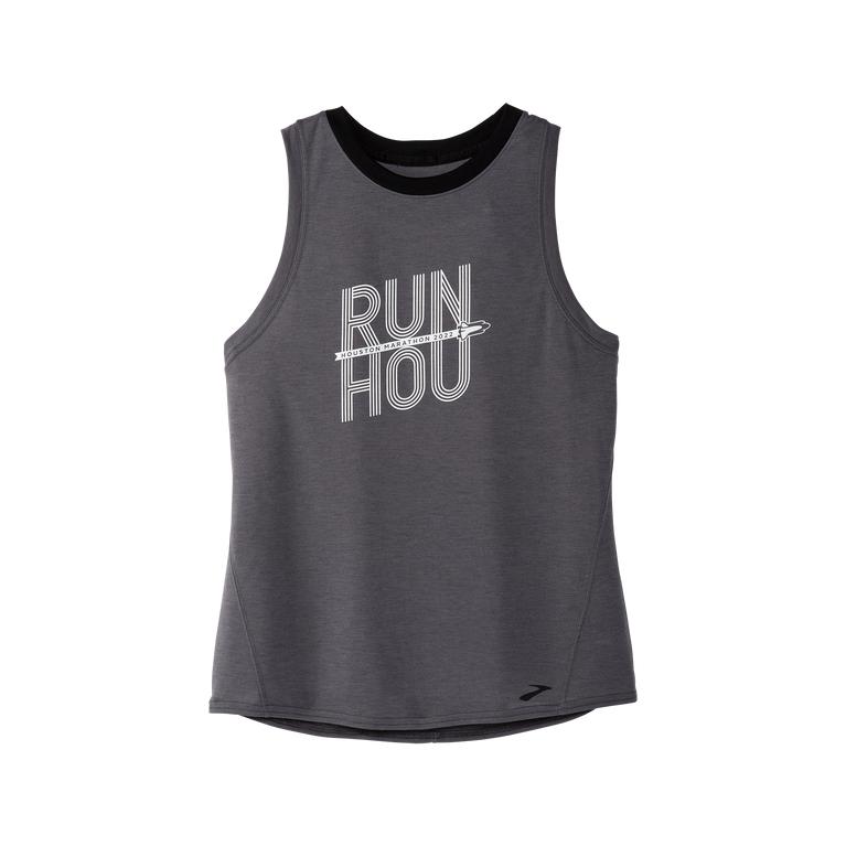 Brooks Houston22 Distance Graphic - Womens Running Tank Top - Shadow Grey/Run Hou (02789OFQI)